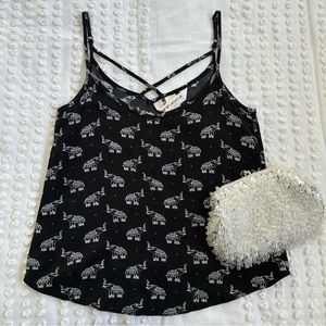 H&M Coachella Official Collection Camisole Tank Cross Back Adjustable Elephants
